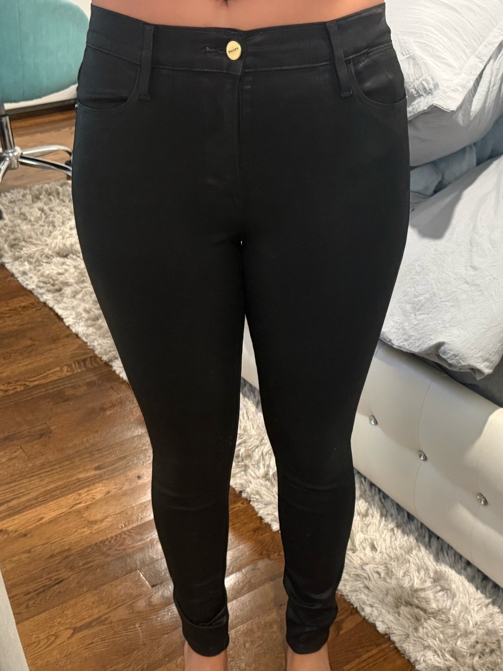 Frame Denim Black Straight Leg Jeans